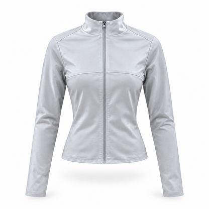 Chaqueta deportiva importada - Gris con blanco, cremallera