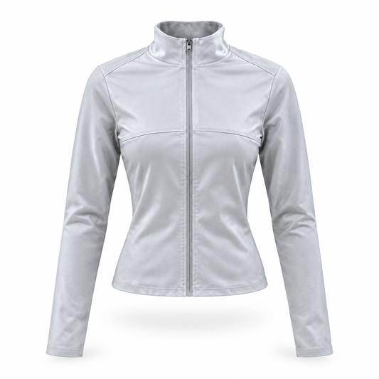 Chaqueta deportiva importada - Gris con blanco, cremallera
