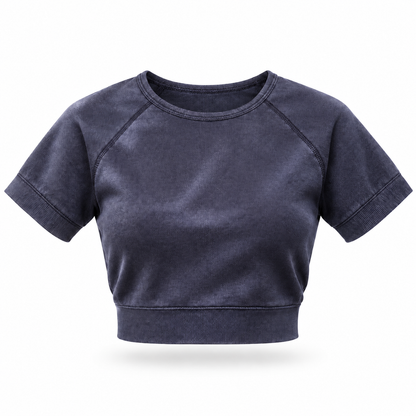 Camiseta deportiva importada - Crop berenjena