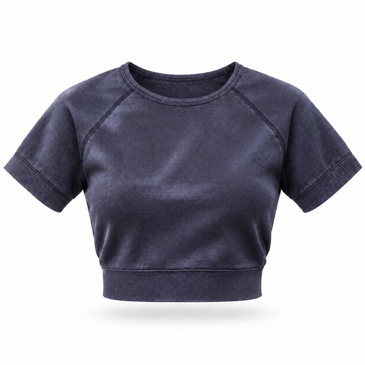 Camiseta deportiva importada - Crop berenjena