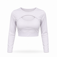 Top manga larga blanco cropped