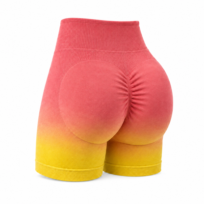 Short deportivo importado - Talla M color Degradado coral/amarillo